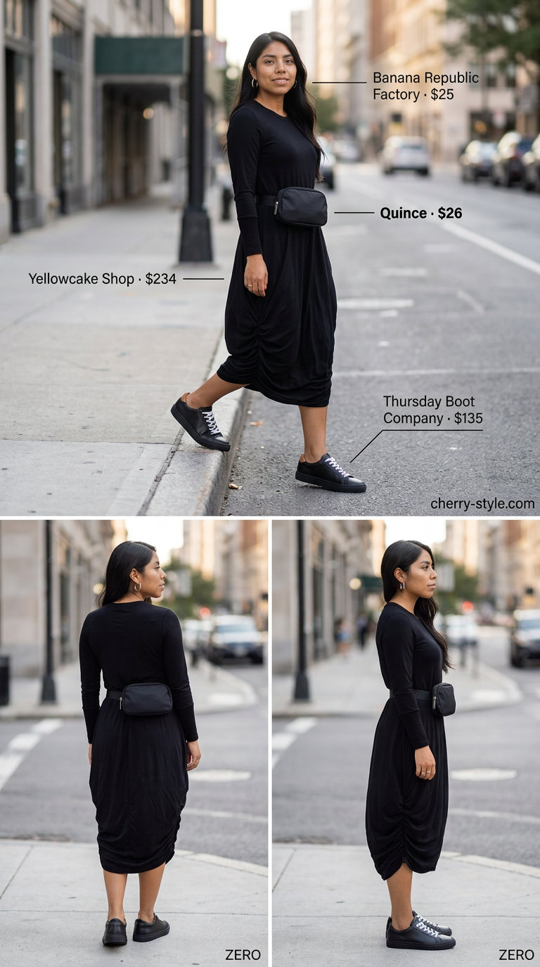 Khaki green utility jumpsuit with white sneakers and a black crossbody bag for a casual summer 2026 day out.