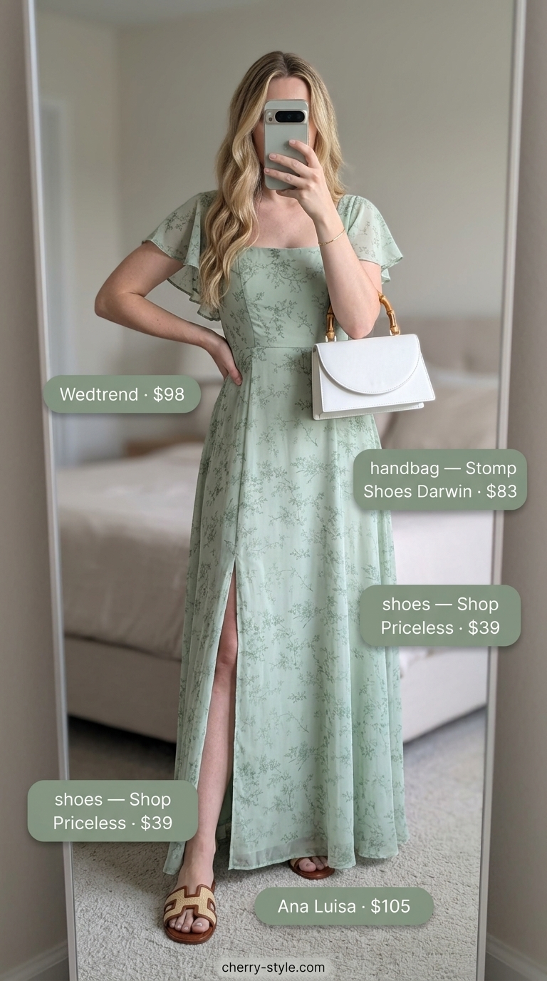 Elegant summer flowy maxi dress 2026: Sage green linen blend dress for beach dinners and coastal events.