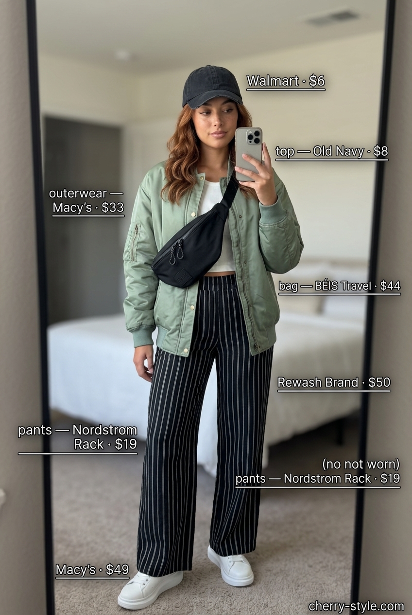 Practical mom outfits summer 2026: Joggers, bomber jacket, dad sneakers for athleisure.