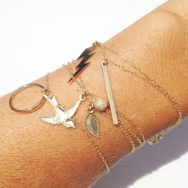 accessory 14K Gold Filled Dainty Bird Charm Bracelet Etsy - lolabeanjewelry $34.5