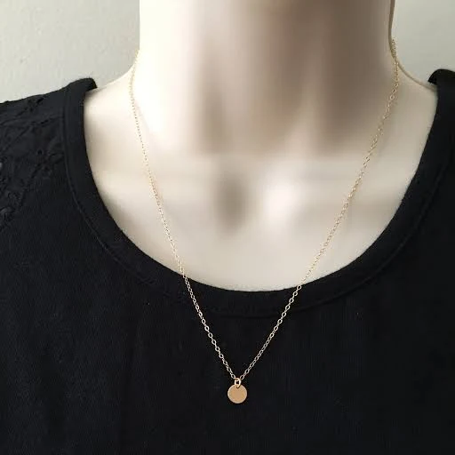 accessory 14K Gold Filled Dainty Minimalist Disc Gold Charm Necklace Etsy - ElleDrewStudio $39.98
