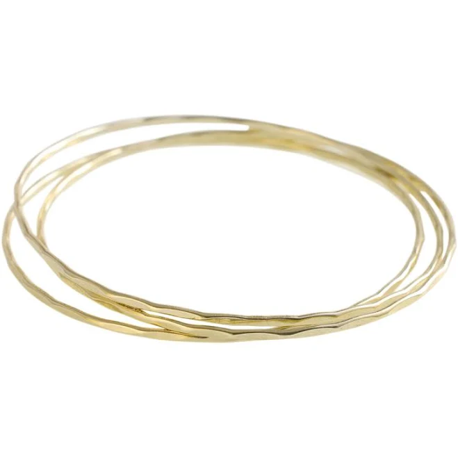 accessory 14K Gold Plated Hammered Bangle Bracelets (3 Pack) World Market $24.99
