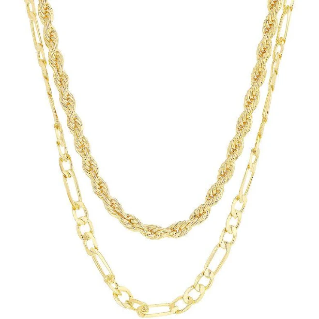 accessory 14K Gold Plated Rope & Figaro Chain Necklace Kohl's $14.99
