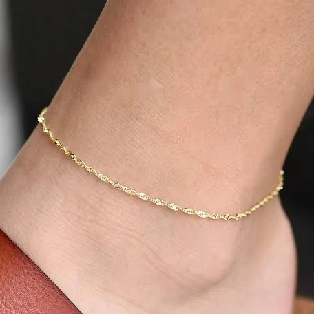accessory 14K Solid Gold Dainty Anklet Etsy - SashJewelry $249