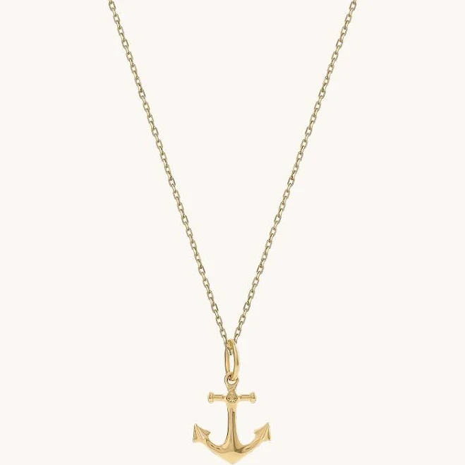 accessory 14K Solid Gold Minimalist Anchor Necklace Norm Jewels $129