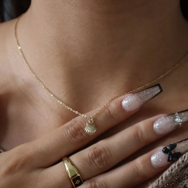 accessory 16K Gold Plated Dainty Shell Charm Necklace Etsy - Seller $18