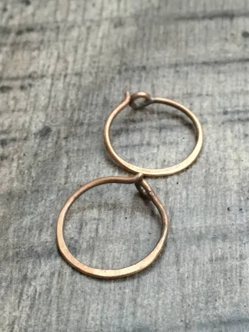accessory 18G Rustic Minimalist Gold Bronze Hoop Earrings Etsy - MistyMountainForge $18