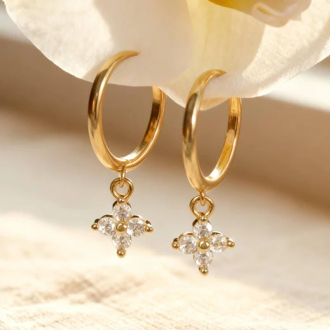 accessory 18K Gold Floral Hoop Earrings Etsy - Seller $38.69