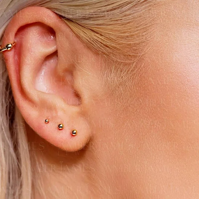 accessory 18K Gold Plated Dainty Ball Stud Earrings Etsy - Seller $15.71