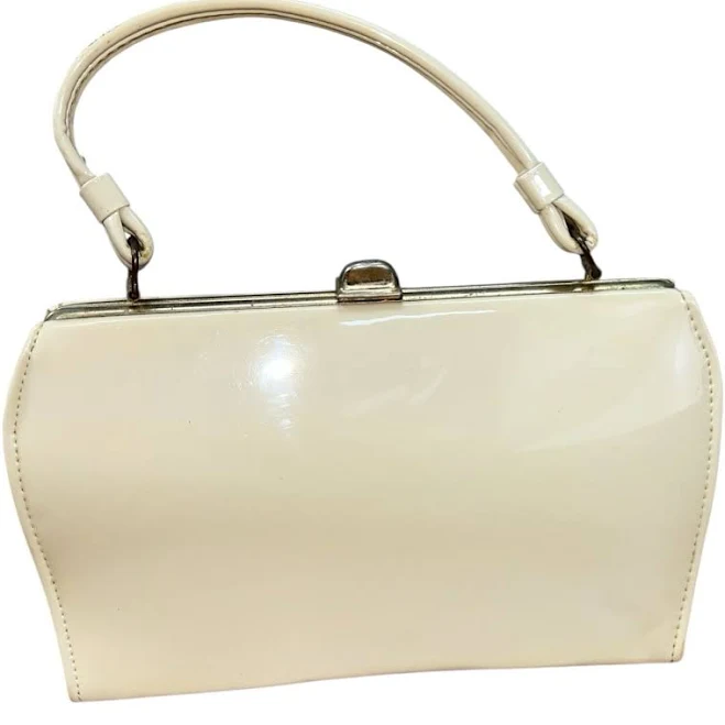 bag 1950s 1960s Ivory Patent Leather Vinyl Handbag, Vtg 50s 60s Purse, Mod eBay - buttercupboutiquetx $35