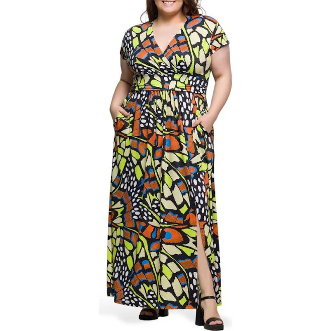 dress 24/7 Comfort Apparel Women's Butterfly Print V-Neck Maxi Dress Nordstrom $51.99