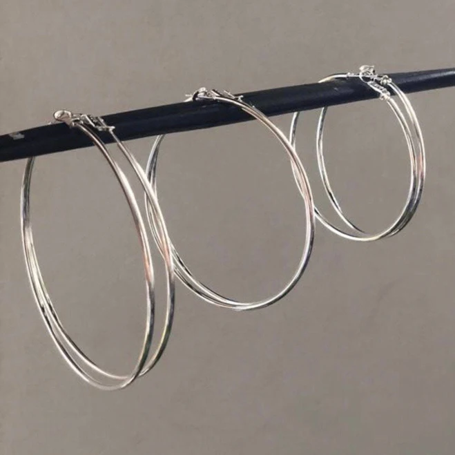 accessory 925 Sterling Silver Oversized Hoop Earrings Etsy - Seller $18.54