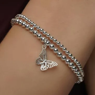 accessory 925 Sterling Silver Stretch Butterfly Charm Bracelet Etsy - KoochJewelry $59.28