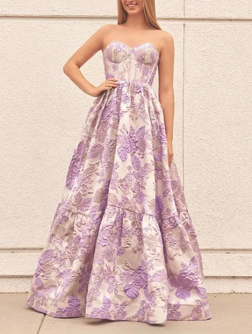 dress A-Line Sweetheart Floral Printed Prom Dress KissProm $169