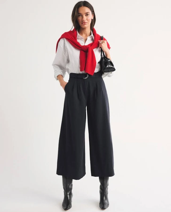 pants Abercrombie & Fitch Women's High Rise Textured Crepe Culotte Pants Abercrombie & Fitch $85