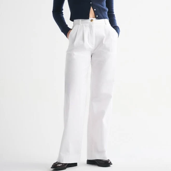 bottom Abercrombie & Fitch Women's Sloane Twill Tailored Wide Leg Pants Abercrombie & Fitch $59.99