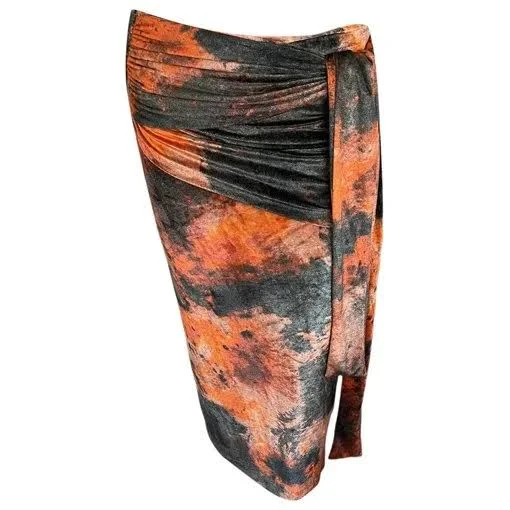 skirt Acne Studios Orange Abstract Print Viscose Wrap Skirt Size S Vestiaire Collective $140