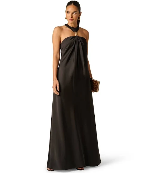 dress Adrianna Women's Stretch Satin Halter Neck Ball Gown Macy's $209.3