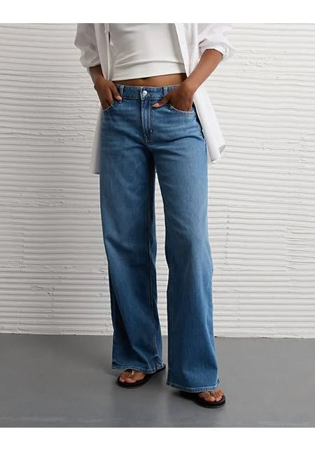 trousers AE Dreamy Drape Stretch Low-Rise Baggy Wide-Leg Jeans American Eagle Outfitters $35.97