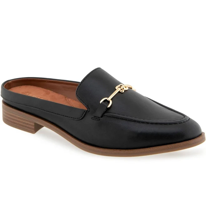 shoes Aerosoles Women's Erik Pointed Toe Flat Mules - Black Faux Leather - Size 7W Macy's $55.3