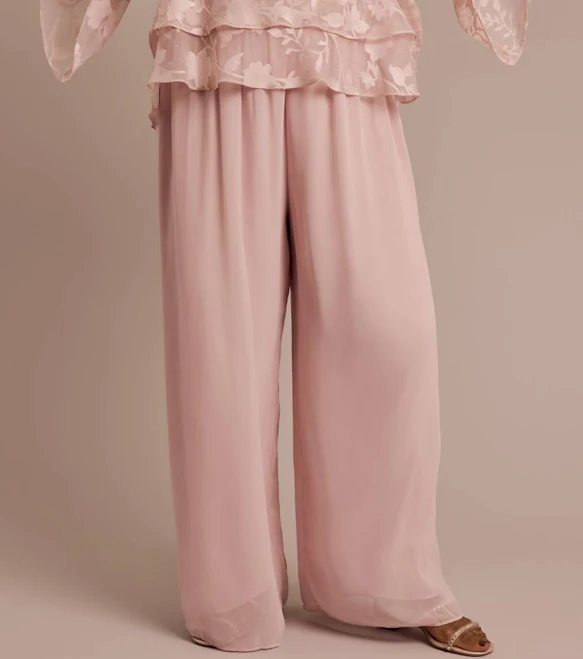 wide leg pants Alex Evenings Chiffon Pull-On Pants in Shell Pink | Size: 3X | David's Bridal David's Bridal $74.96