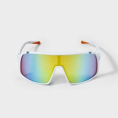 accessory All in Motion Men's Rubberized Plastic Shield Sunglasses with Mirrored Lenses Target $20