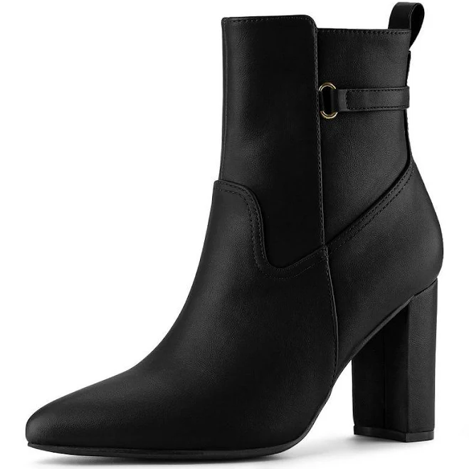 shoes Allegra K Faux Leather Pointed Toe Chunky Heel Ankle Boots with Belt Decor Kohl's $61.49