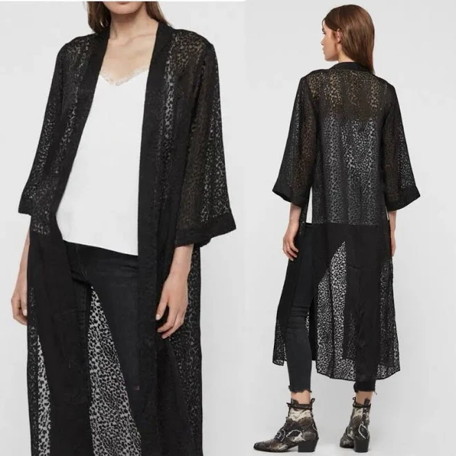 cover-up Allsaints Carine Leopard Burnout Kimono eBay - deerhearted $80