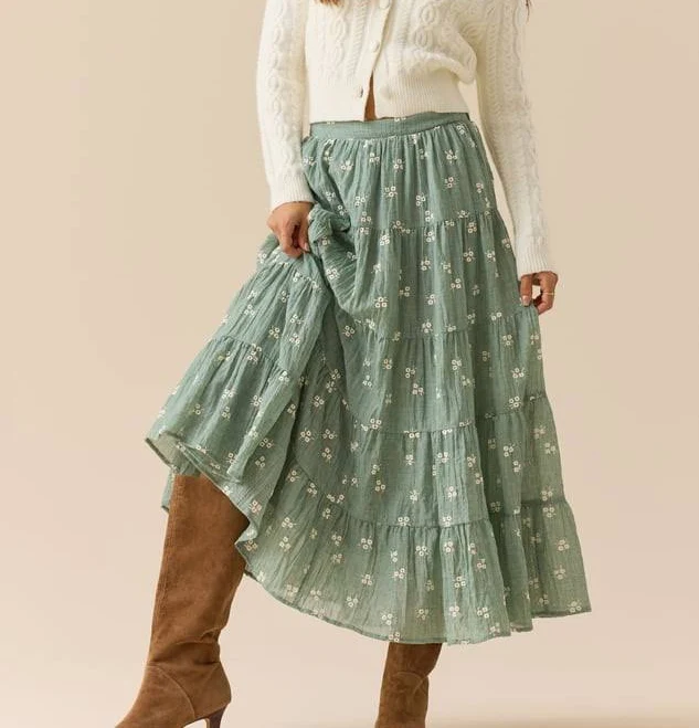 skirt Altar'd State Jackie Embroidered Midi Skirt Altar'd State $44.99