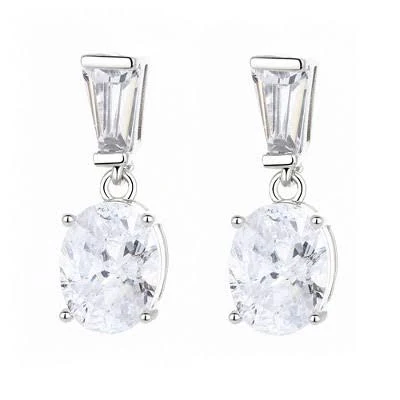 accessory Amy and Annette Sterling Silver Oval Drop Earrings with Crystals Target $15.99