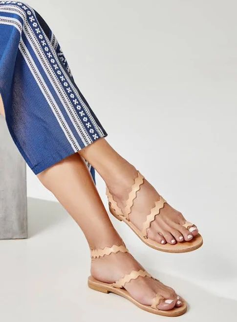 shoes Ancient Greek Leather Flat Strappy Sandals with Toe Loop Etsy - GreekChicHandmades $98.66