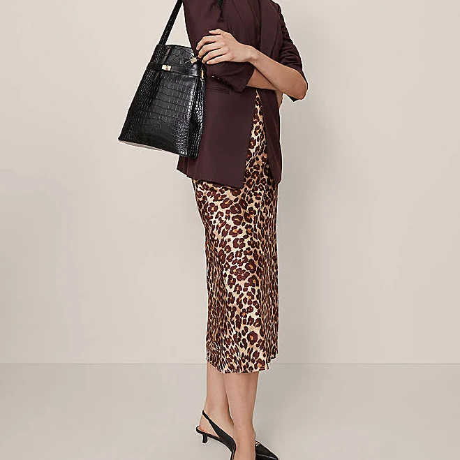 skirt Ann Taylor Women's Animal Print Satin Bias Slip Skirt Ann Taylor $62.92