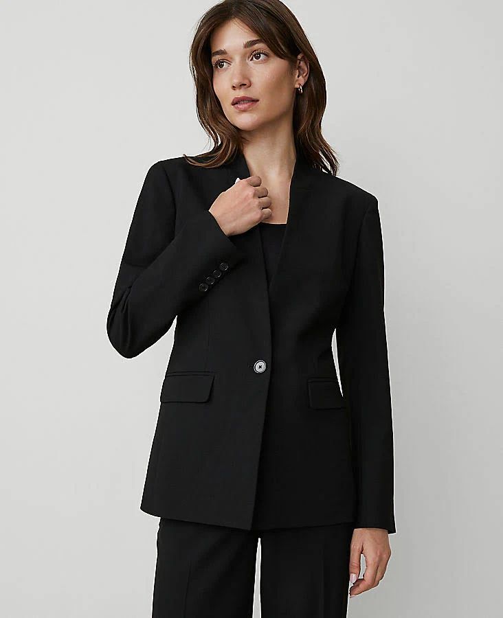 blazer Ann Taylor Women's Collarless Seasonless Stretch Blazer Ann Taylor $189