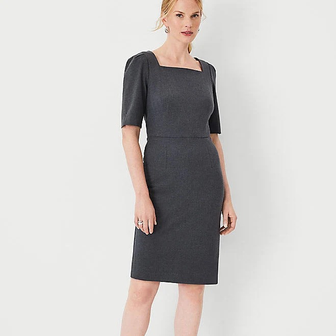 dress Ann Taylor Women's Elbow Sleeve Square Neck Seasonless Stretch Dress Ann Taylor $95.4
