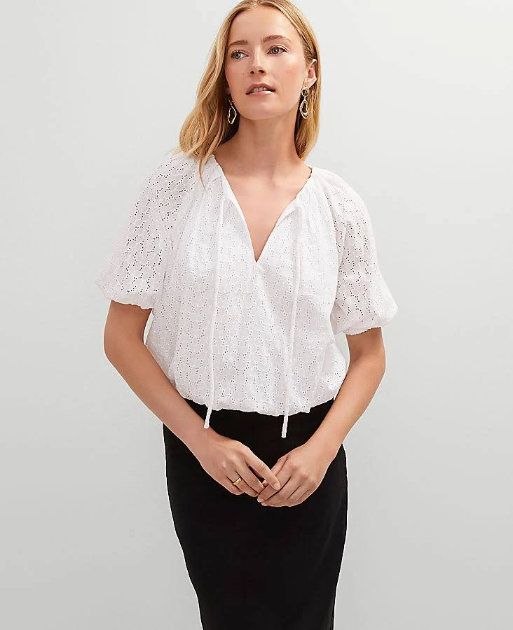 top Ann Taylor Women's Eyelet Bubble Hem Blouse Ann Taylor $23.95