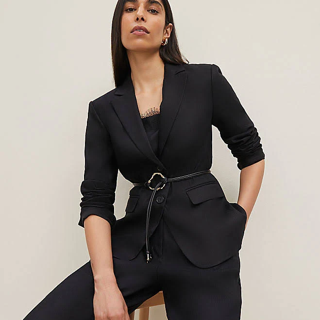 outerwear Ann Taylor Women's Notched Two Button Fitted Linen Blend Blazer Ann Taylor $189