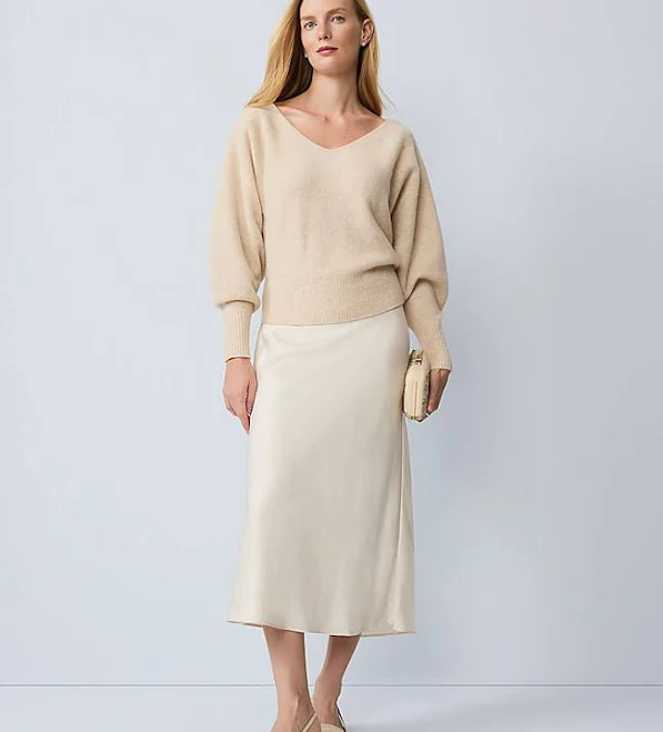 skirt Ann Taylor Women's Satin Bias Midi Slip Skirt Ann Taylor $65.99