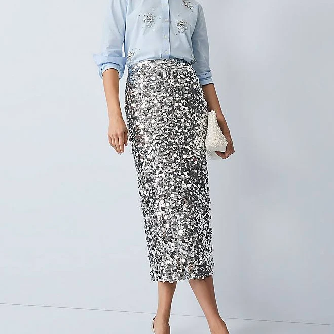 skirt Ann Taylor Women's Sequin Column Midi Skirt Ann Taylor $136.49