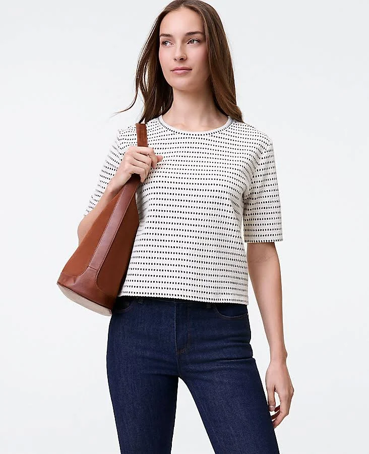 top Ann Taylor Women's Weekend Striped Crew Neck Top Ann Taylor $24