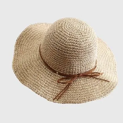accessory Anna-Kaci Women's Wide Brim Straw Sun Hat with Leather Tie Target $15