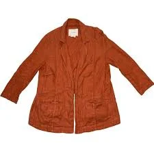outerwear Anthropologie Burnt Orange Linen Blend Tulip Back Open Front Blazer Jacket sz 4 eBay $24.72