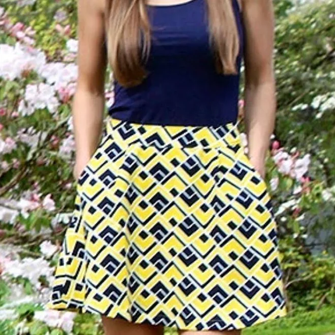 skirt Anthropologie Skirts | Anthropologie Joa La Yellow & Black Geo Skater Skirt Medium | Color: Black/Yellow | Size: M | Looksforleaders's Closet Poshmark $30