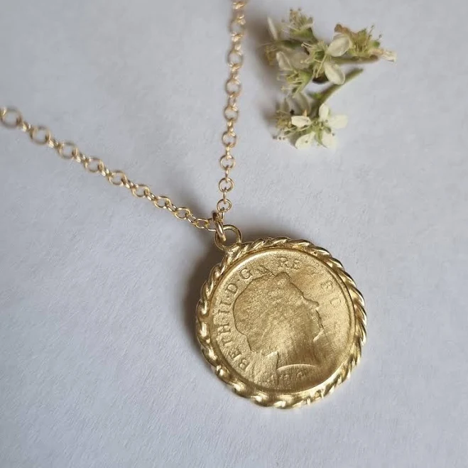 accessory Antique Gold Coin Pendant Necklace Etsy - EfratMakovJewelry $165.6