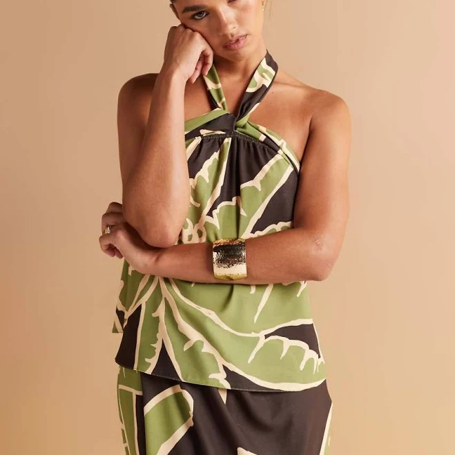 top ASOS Halterneck Top in Palm Print ASOS $43.19