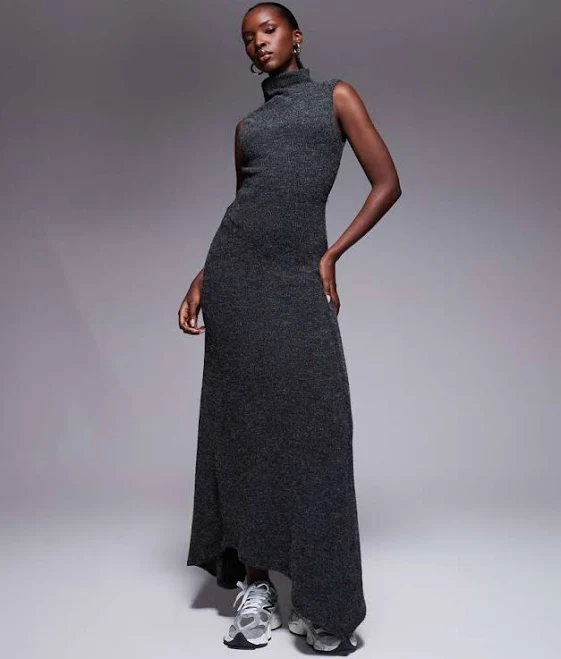 maxi dress ASOS Ribbed High Neck Asymmetric Hem Maxi Dress ASOS $32.49