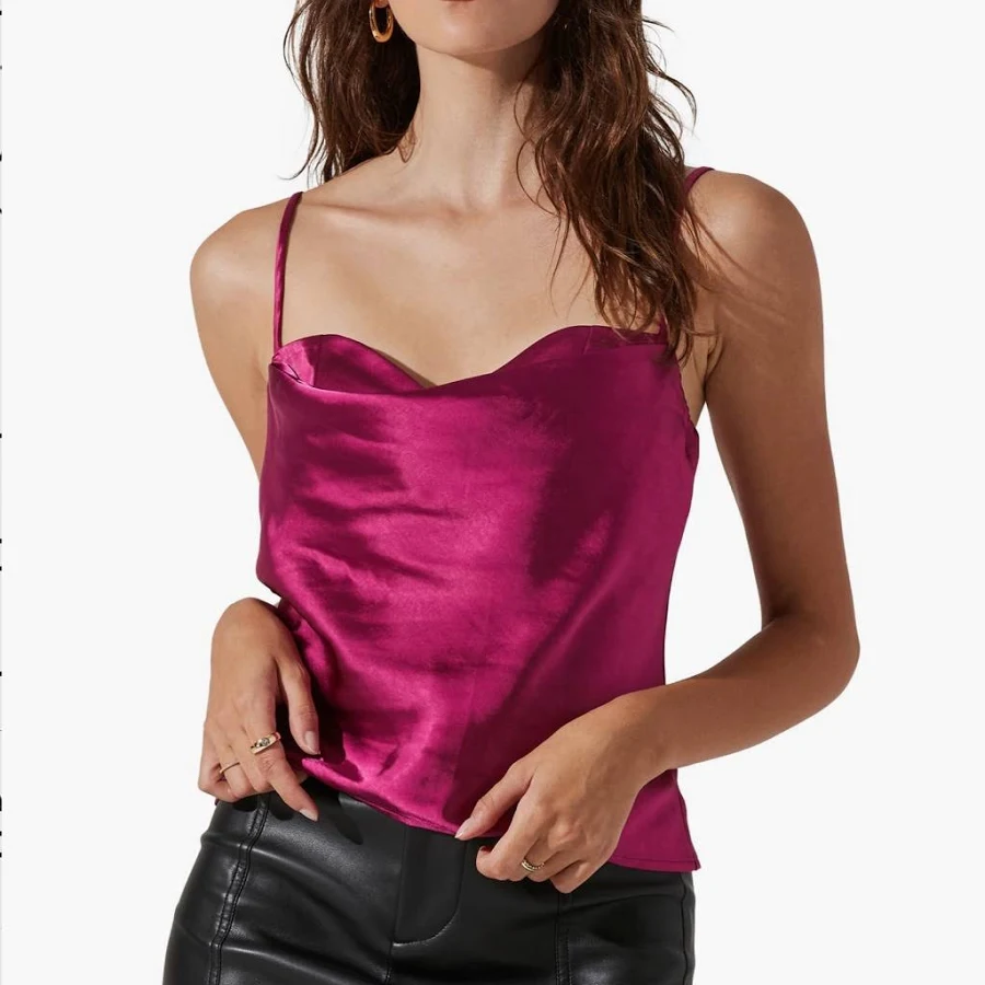 sleeveless top Astr The Label Satin Cowl Neck Cami Poshmark $15