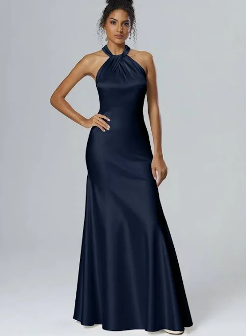 dress AW.Bridal Column Bateau Neckline Floor Length Sleeveless Satin Bridesmaid Dress AW Bridal $89.99