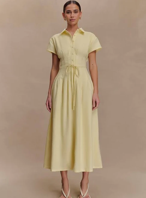 dress Aysha Buttoned Linen Midi Dress meshki.us $185