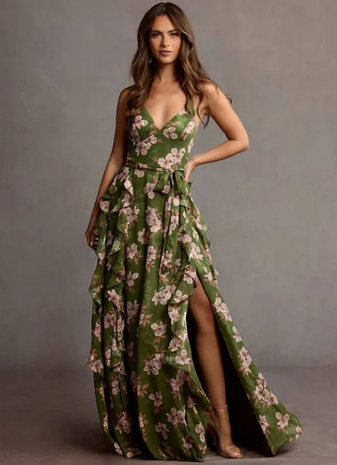 dress Azazie Sleeveless V Neck Floral Maxi Dress Azazie.com $149