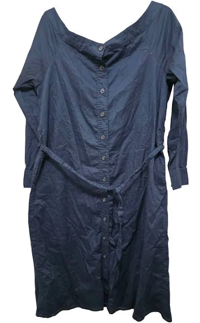 dress Banana Republic Navy Blue Button-down Off Shoulder Midi Shirt Tunic eBay $33